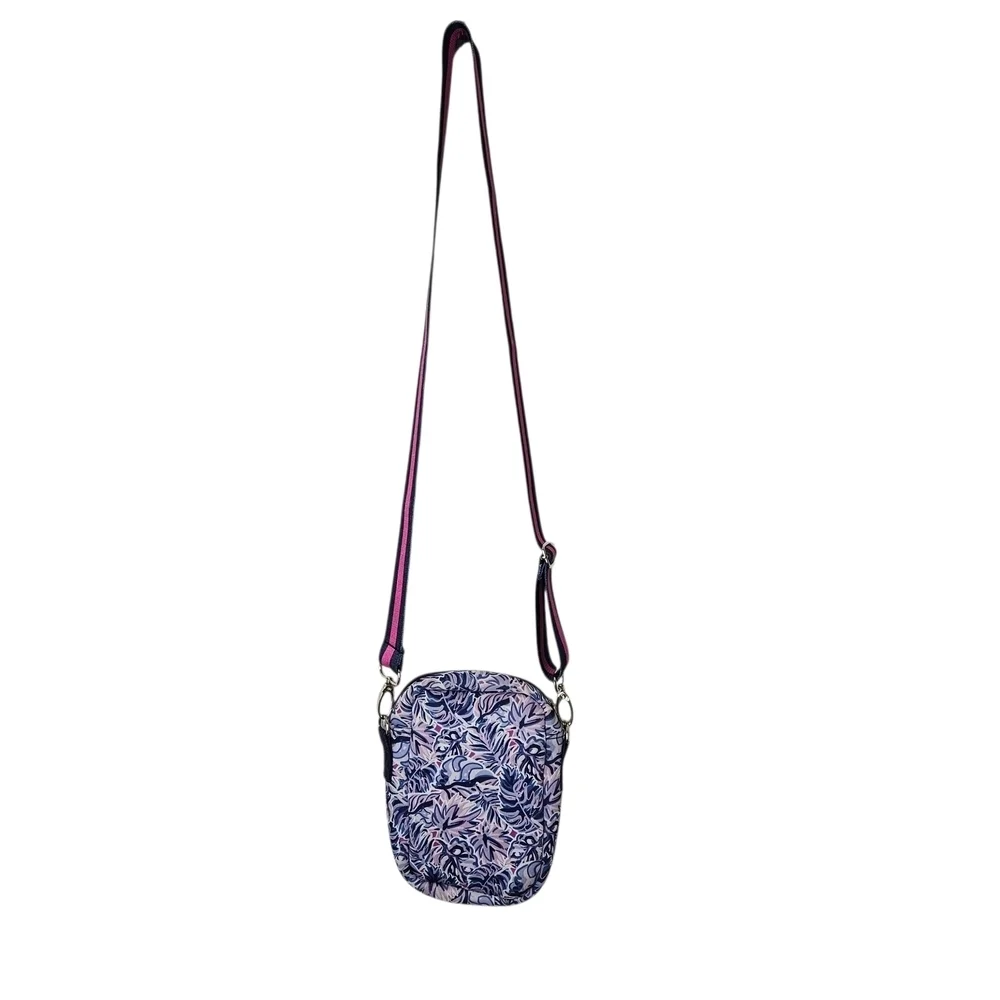Simply Southern Neobag Blue Leaf Print Mini Crossbody Bag with Striped Strap